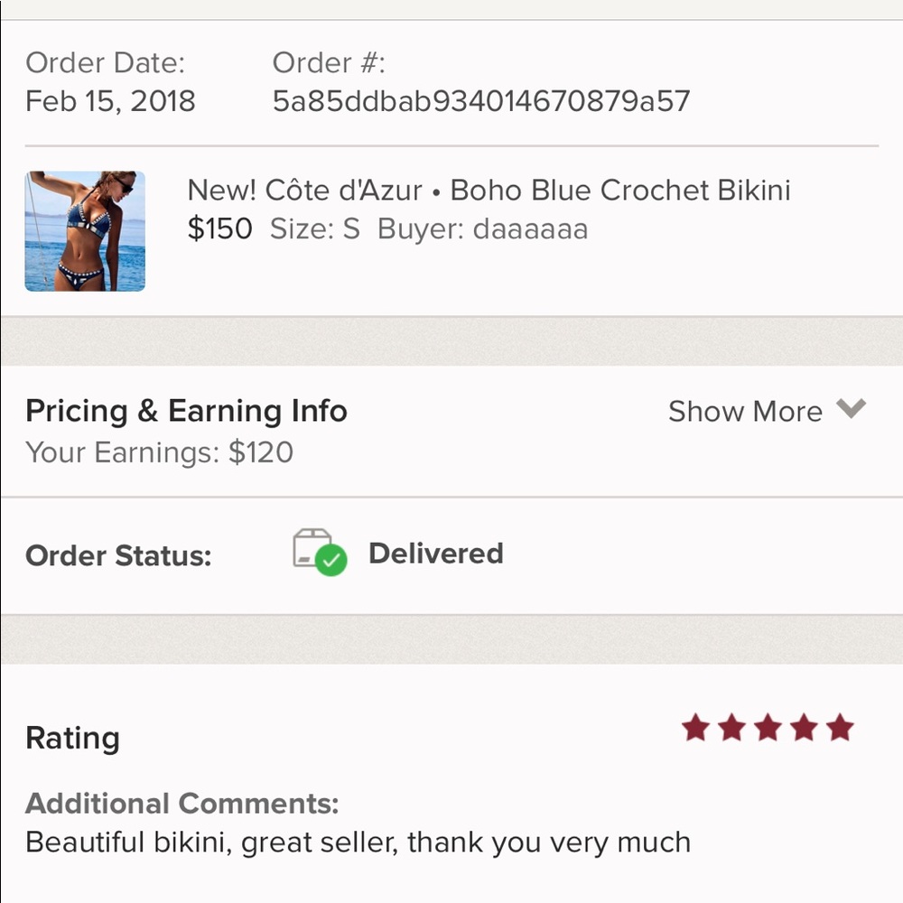 Foxy 5 🌟Fave! Boho Blue Crochet & Shell Bikini - Picture 8 of 8